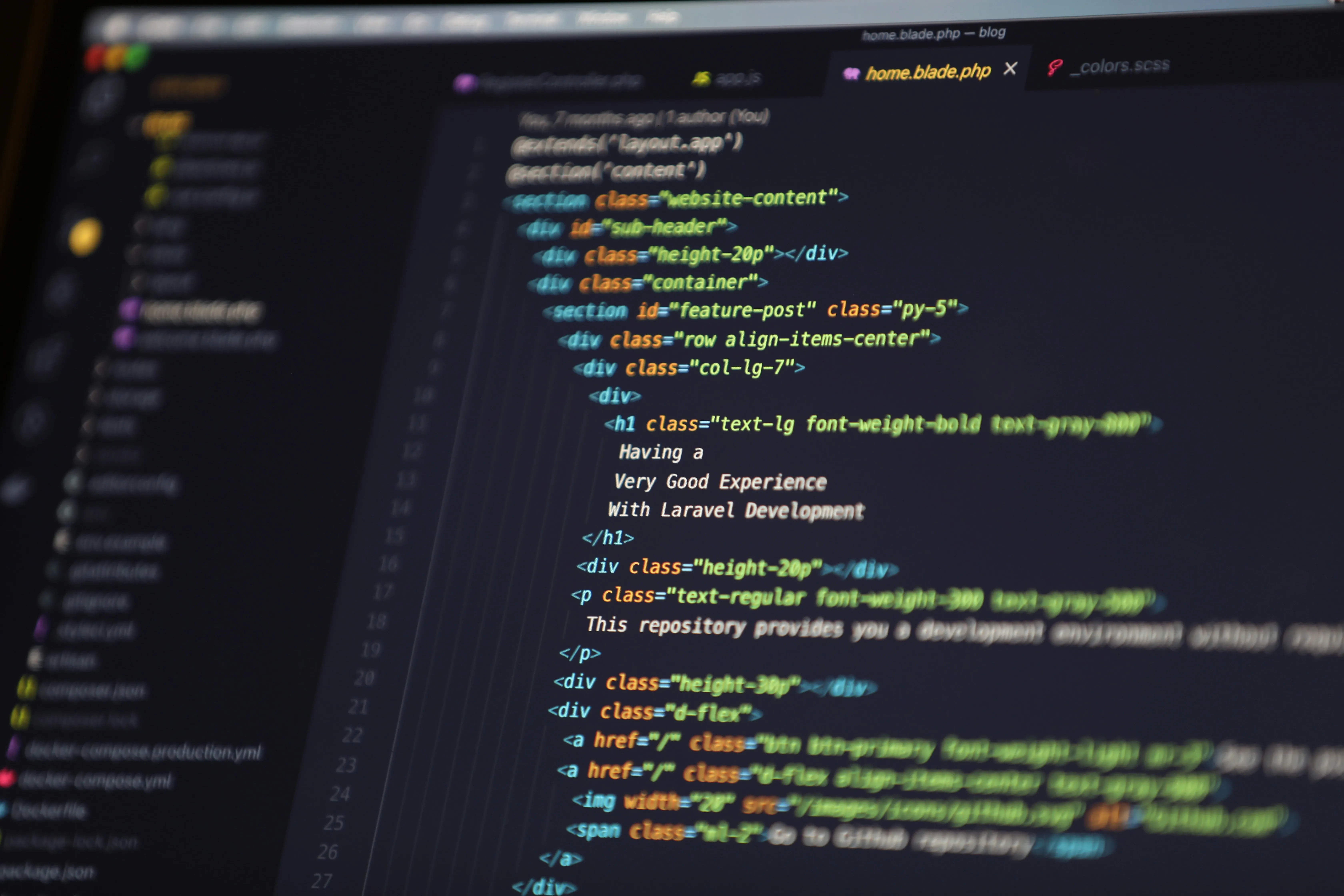 Code op een scherm tijdens webontwikkeling